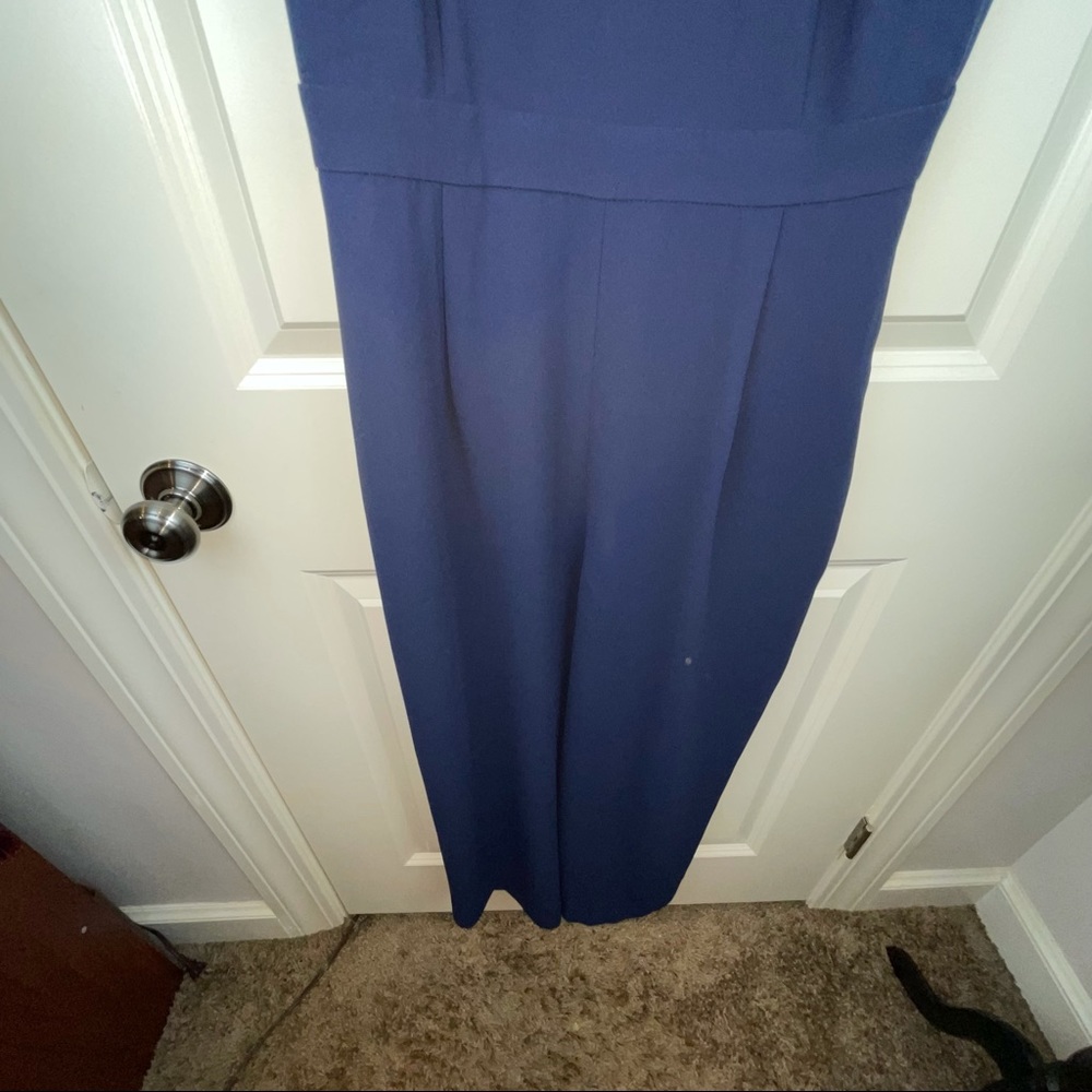 NEW J Crew Ruffle Sleeve Navy Wide Leg Jumpsuit - Picture 5 of 14